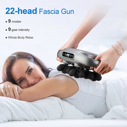 multi head fascia gun 22 head 9 Gear Intensity High Frequency Vibration Back Body Waist Massage Machine Shoulder Legs Massager