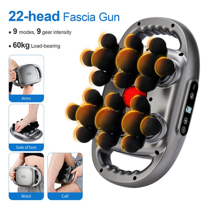 multi head fascia gun 22 head 9 Gear Intensity High Frequency Vibration Back Body Waist Massage Machine Shoulder Legs Massager